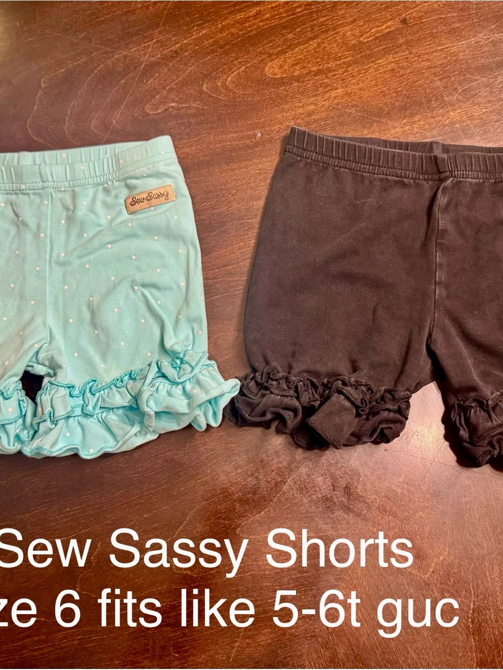 Sew Sassy Girls' Ruffle Hem Shorts - Aqua and Black